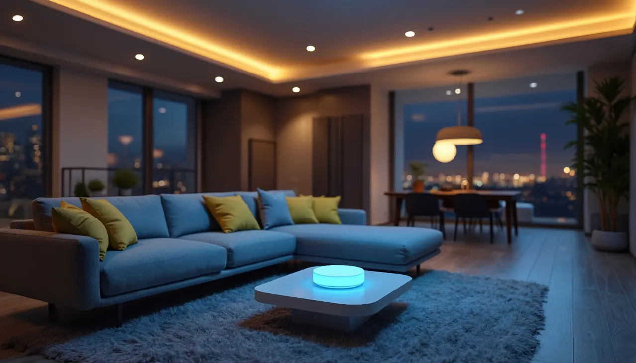 Luxury living room with integrated lighting
