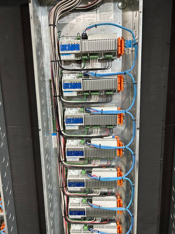 Finished Lutron dimming modules with clean wire dressing
