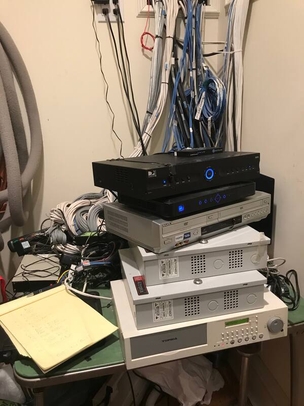 Before: legacy DirecTV, Sony, and AV distribution gear