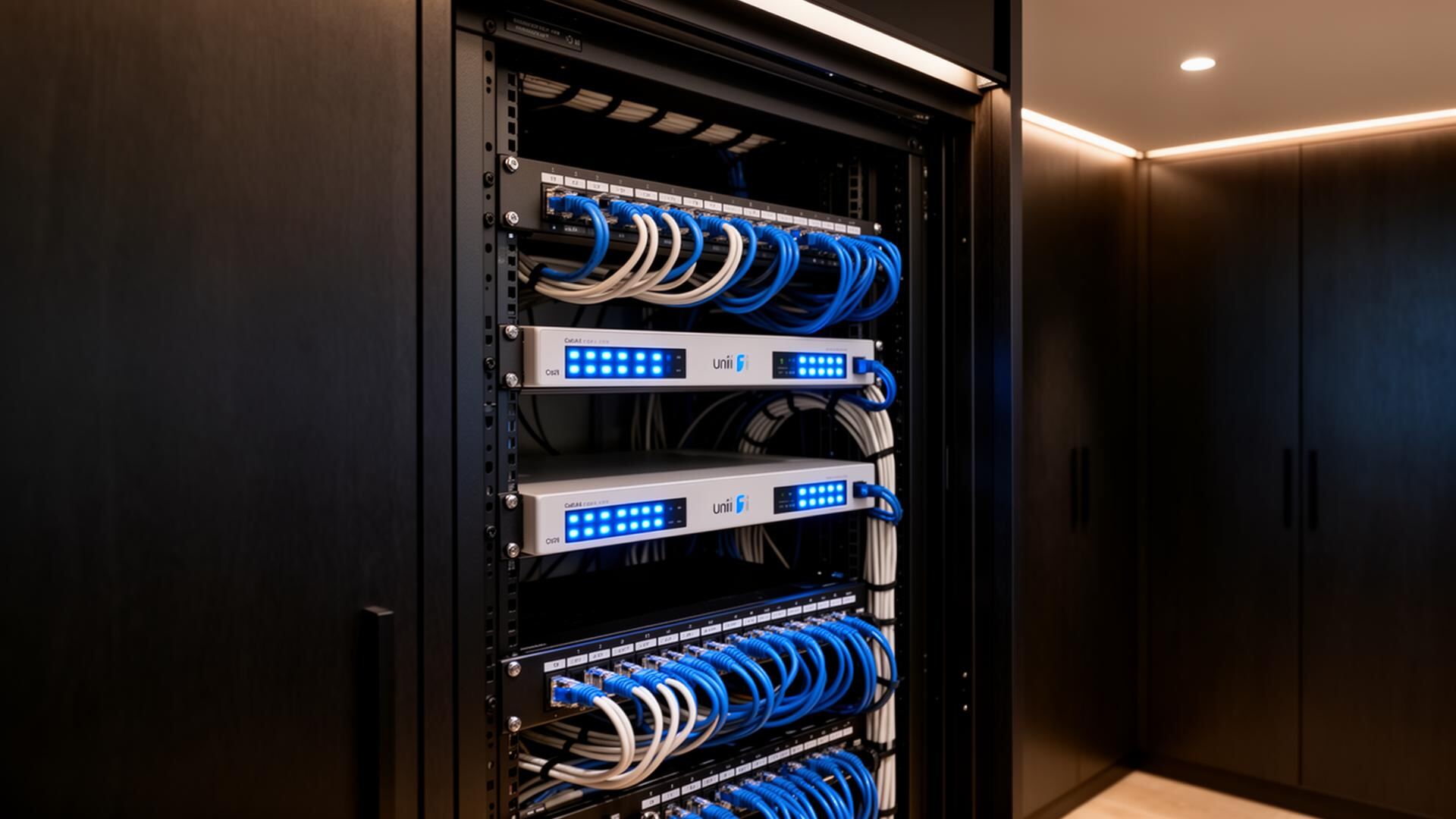 Structured network rack and infrastructure for a luxury property